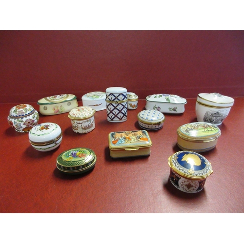 437 - QUANTITY OF ENAMEL AND CERAMIC PILL BOXES