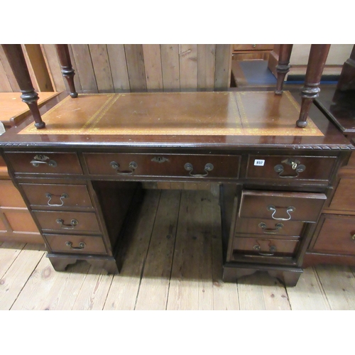 857 - LEATHER TOPPED TWIN PEDESTAL DESK