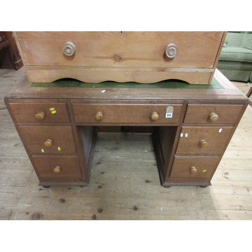 860 - GREEN LEATHER TOPPED KNEE HOLE DESK