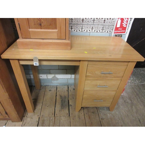 868 - LIGHT OAK THREE DRAWER DESK