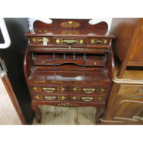 874 - INLAID ROLL TOP BUREAU