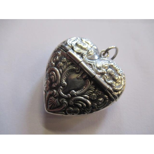 216 - SILVER HEART SHAPED VESTA CASE