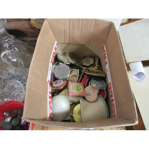 420 - BOX OF COMPACTS AND MIRRORS ETC