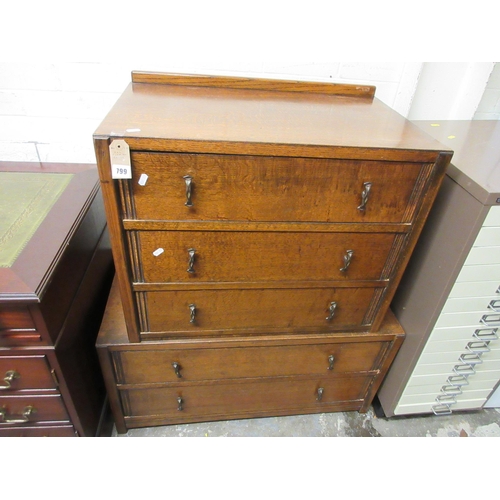 799 - OAK CHEST ON CHEST