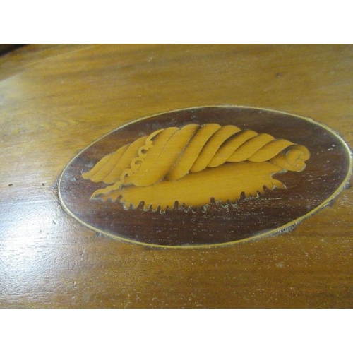 459 - ANTIQUE OVAL INLAID GALLERIED TRAY