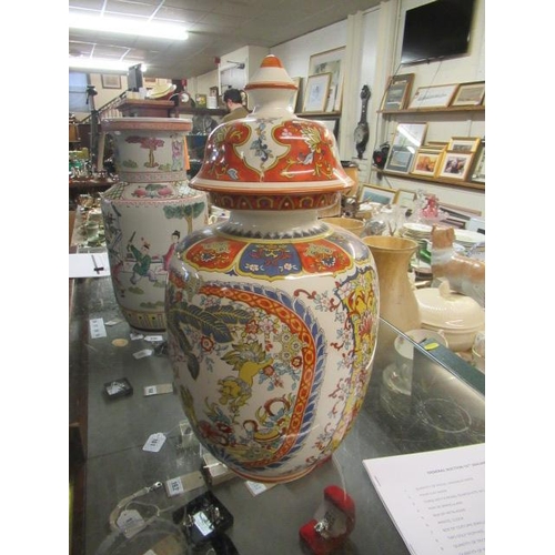 74 - TWO LARGE ORIENTAL VASES WITH STANDS