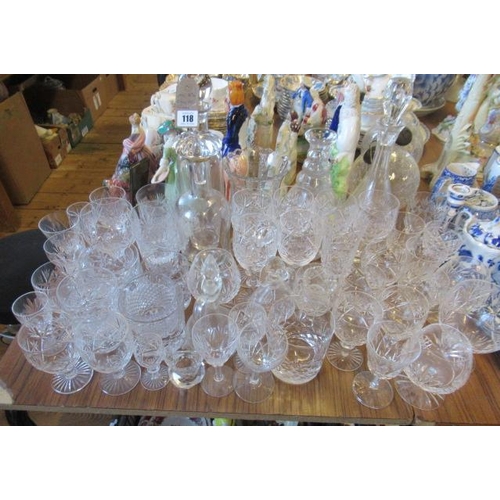 118 - QUANTITY OF GLASS INCLUDING DECANTERS