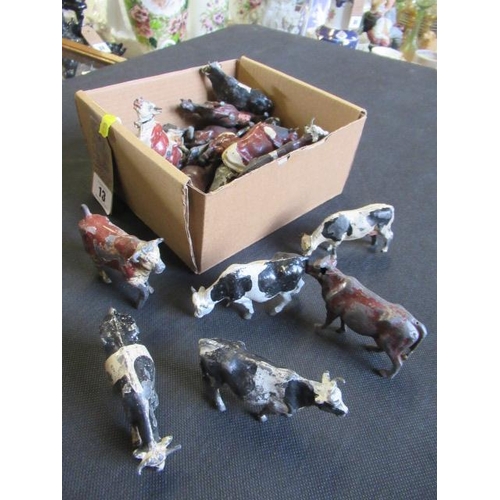 13 - BOX OF VINTAGE LEAD COWS