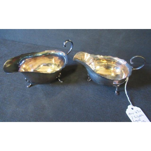 196 - TWO SILVER SAUCE BOATS 209.8 G