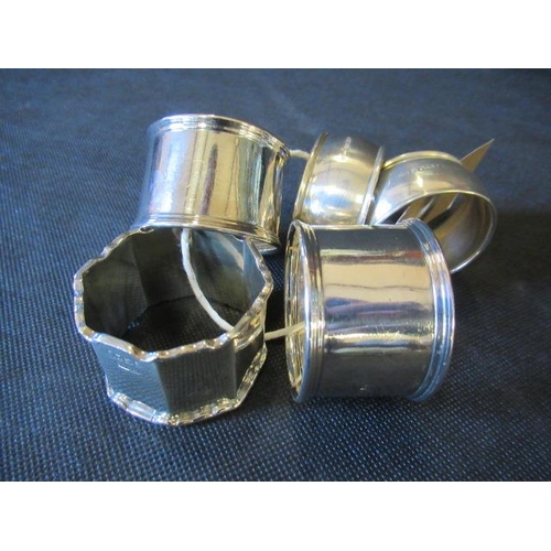 197 - FIVE SILVER NAPKIN RINGS 104.8G