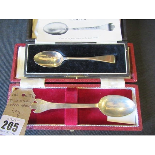 205 - TWO SILVER CASED SPOONS 40G