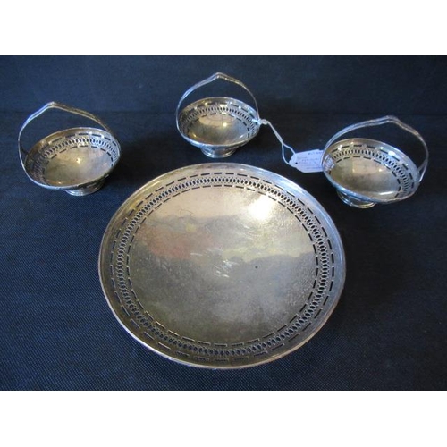 213 - SILVER EPERGNE DISH ANDTHREE MATCHING SILVER BASKETS 271.5G