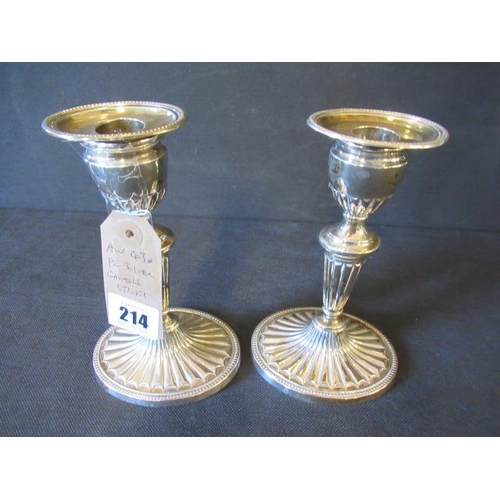 214 - PAIR OF SILVER CANDLESTICKS