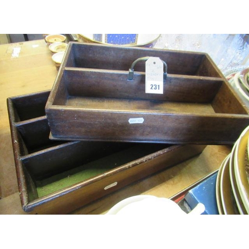 231 - TWO ANTIQUE MAHOGANY CUTLERY TRAYS