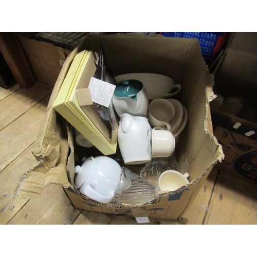 241A - BOX OF STONEWARE AD GLASS INCLUDING DERBY