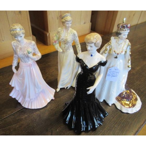 248 - THREE COALPORT DIANA FIGURES AND ROYAL WORCESTER QUEEN ELIZABETH