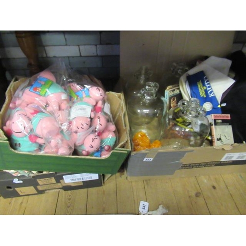 353 - THREE BOXES OF MISCELLANEOUS INCLUDING DEMI-JOHNS ETC