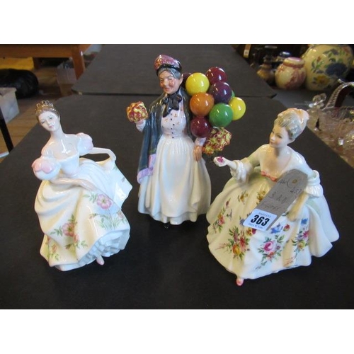 363 - THREE ROYAL DOULTON FIGURES INCLUDING BALLOON SELLER