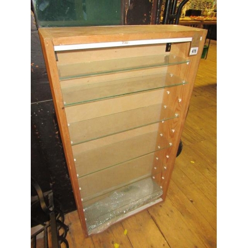 475 - WOODEN TEN SHELF WALL DISPLAY CABINET