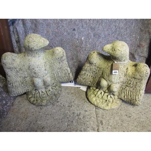 495 - PAIR OF COMPOSITE EAGLE GARDEN ORNAMENTS