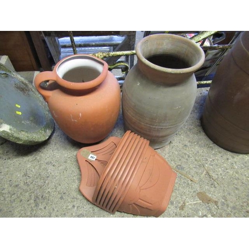 497 - TWO CERAMIC GARDEN POTS ETC