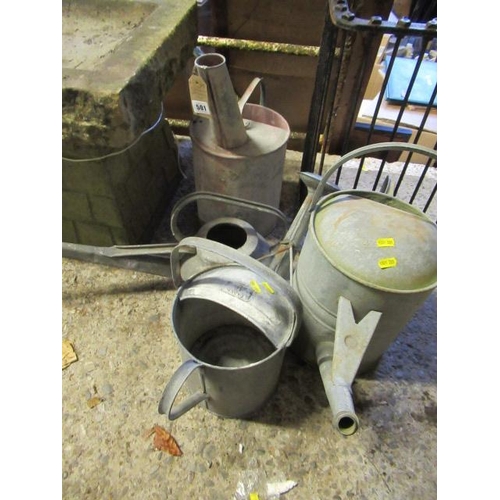 501 - FOUR VINTAGE GALVANISED WATERING CANS