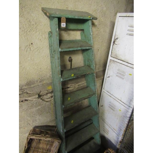 512 - GREEN WOODEN STEPLADDER