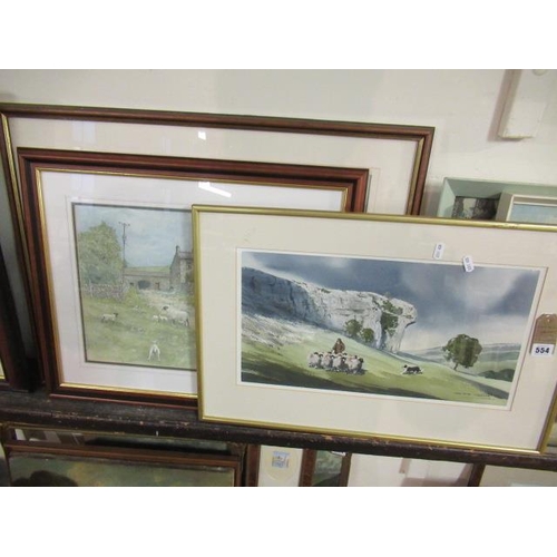 554 - THREE FRAMED WATERCOLOURS INCLUDING D B CROSSLEY