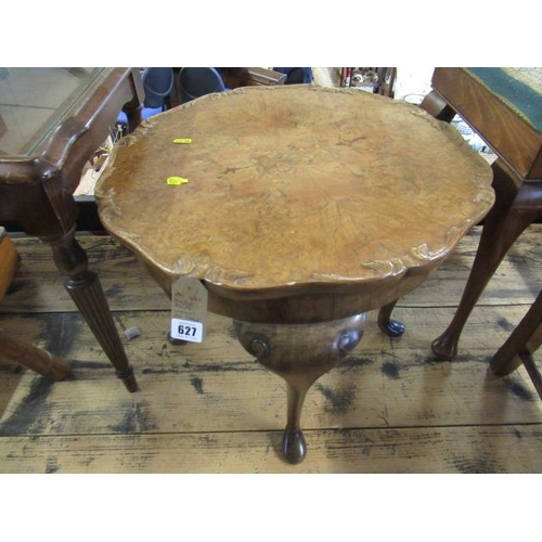 627 - SCALLOP EDGED WALNUT OCCASIONAL TABLE