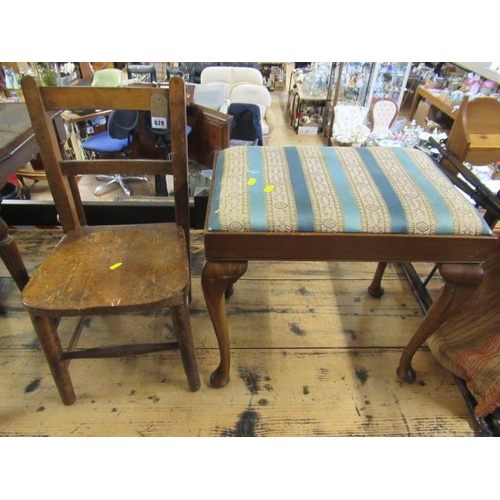 628 - VINTAGE STOOL AND A CHILDS CHAIR