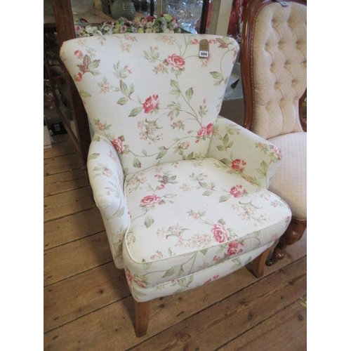 689 - FLORAL UPHOLSTERED BEDROOM CHAIR