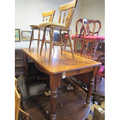 718 - PINE TABLE AND SIX CHAIRS