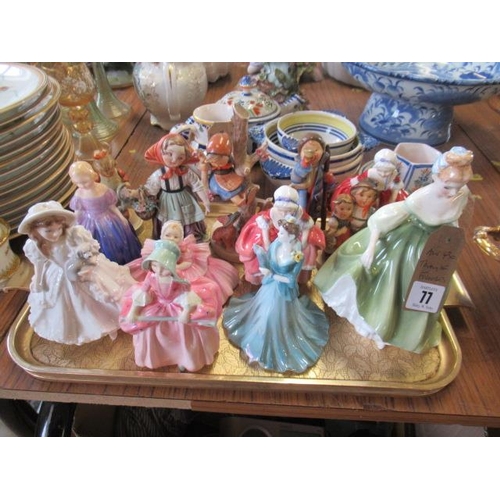 77 - TRAY OF ROYAL DOULTON AND OTHER FIGURES