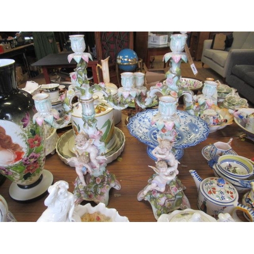 79 - PAIR OF GERMAN PORCELAIN FIGURAL CANDELABRA