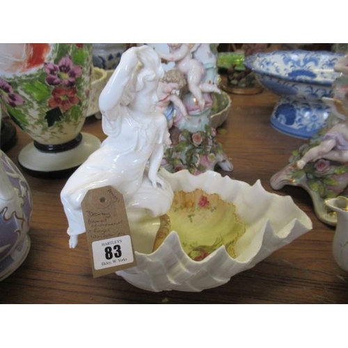 83 - DERBY FIGURAL CENTRE BOWL AND ROYAL WORCESTER PIN DISH