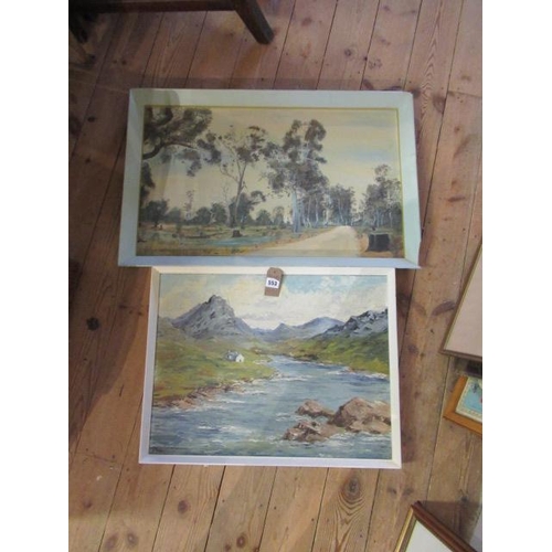 553 - A VIEW OF A BOTHY OIL ON BOARD SIGNED K TURNER AND ANOTHER LANDSCAPE