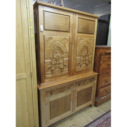 905 - OAK CARVED CABINET