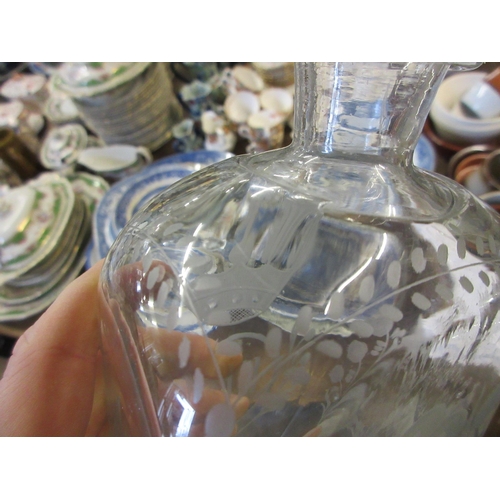 351 - GEORGIAN ETCHED DUTCH DECANTER