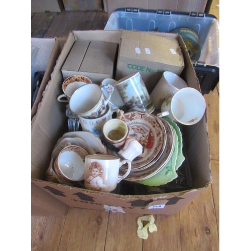 124 - BOX OF CERAMICS AND GLASS