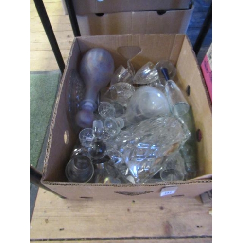 131 - BOX OF GLASS INCLUDING DECANTERS