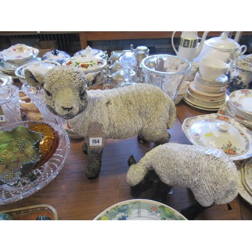 154 - TWO RESIN SHEEP