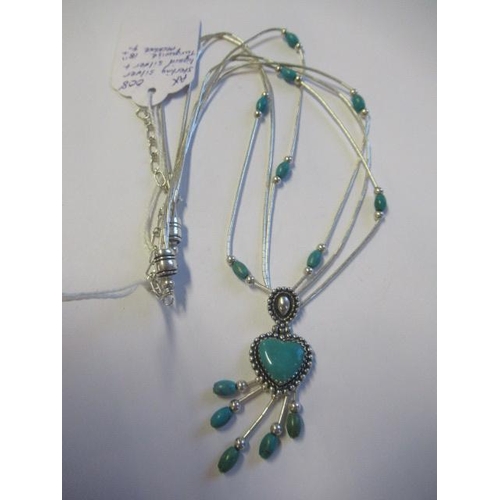 210 - LIQUID STERLING SILVER AND TURQUOISE NECKLACE 18