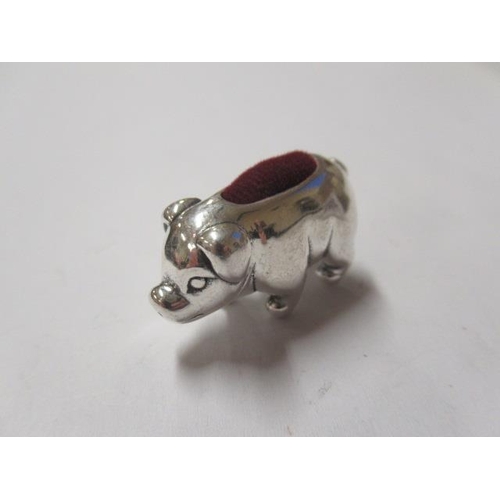 236 - SILVER CHINESE PIG PIN CUSHION