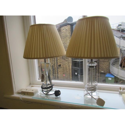 277 - TWO GLASS TABLE LAMPS WITH SHADES