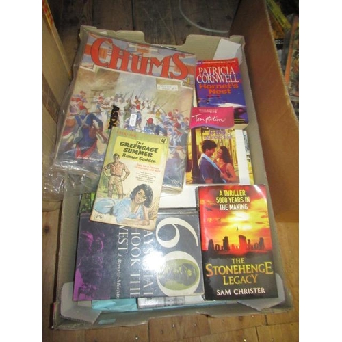 289 - BOX OF BOOKS INCLUDING VINTAGE CHUMS MAGAZINES