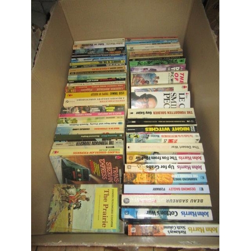 291 - BOX OF VINTAGE PAPERBACK SPY THRILLER AND WAR NOVELS