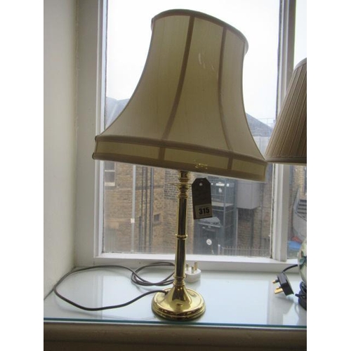 315 - BRASS LAMP AND SHADE