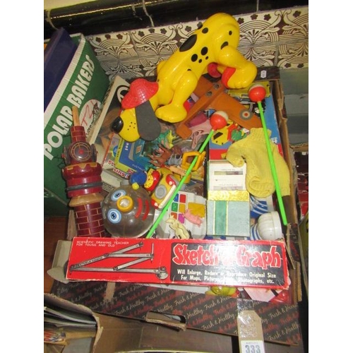 333 - BOX OF VINTAGE TOYS