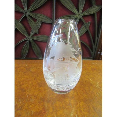 336 - SCANDINAVIAN GLASS GALLEON VASE