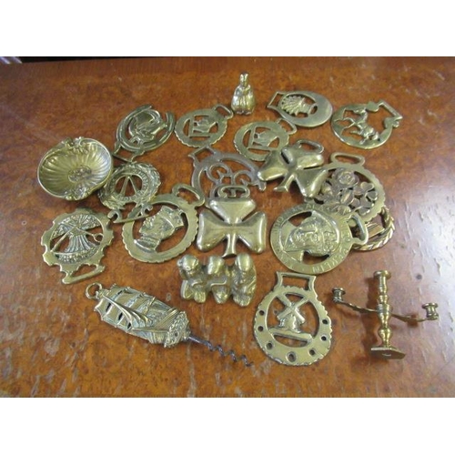 354 - BOX OF HORSE BRASSES ETC